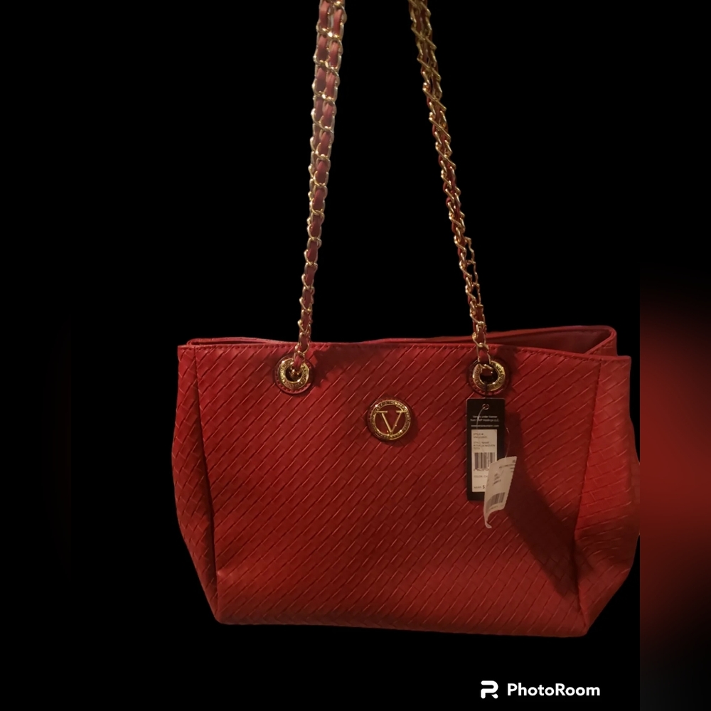 Vera woven cherry colored bag